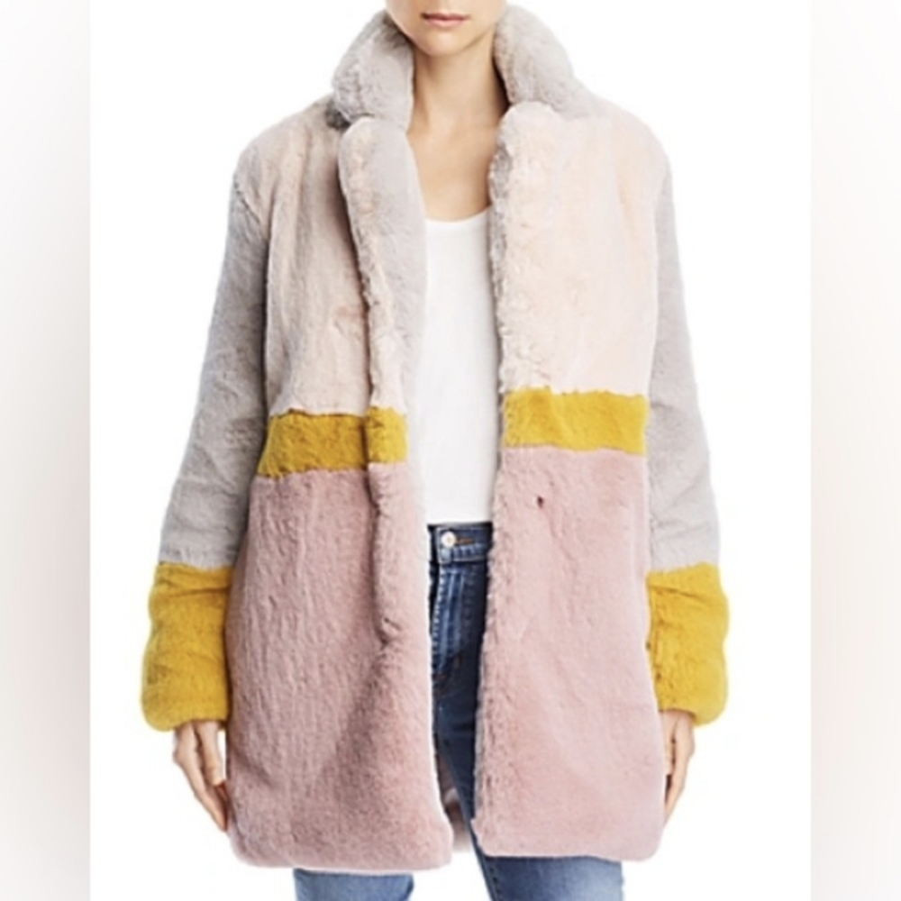 NWT Apparis Color block Faux Fur Jacket Coat MED